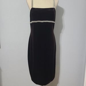JS Collection Vintage Velvet with Rhinestone Spaghetti Straps Dress‎